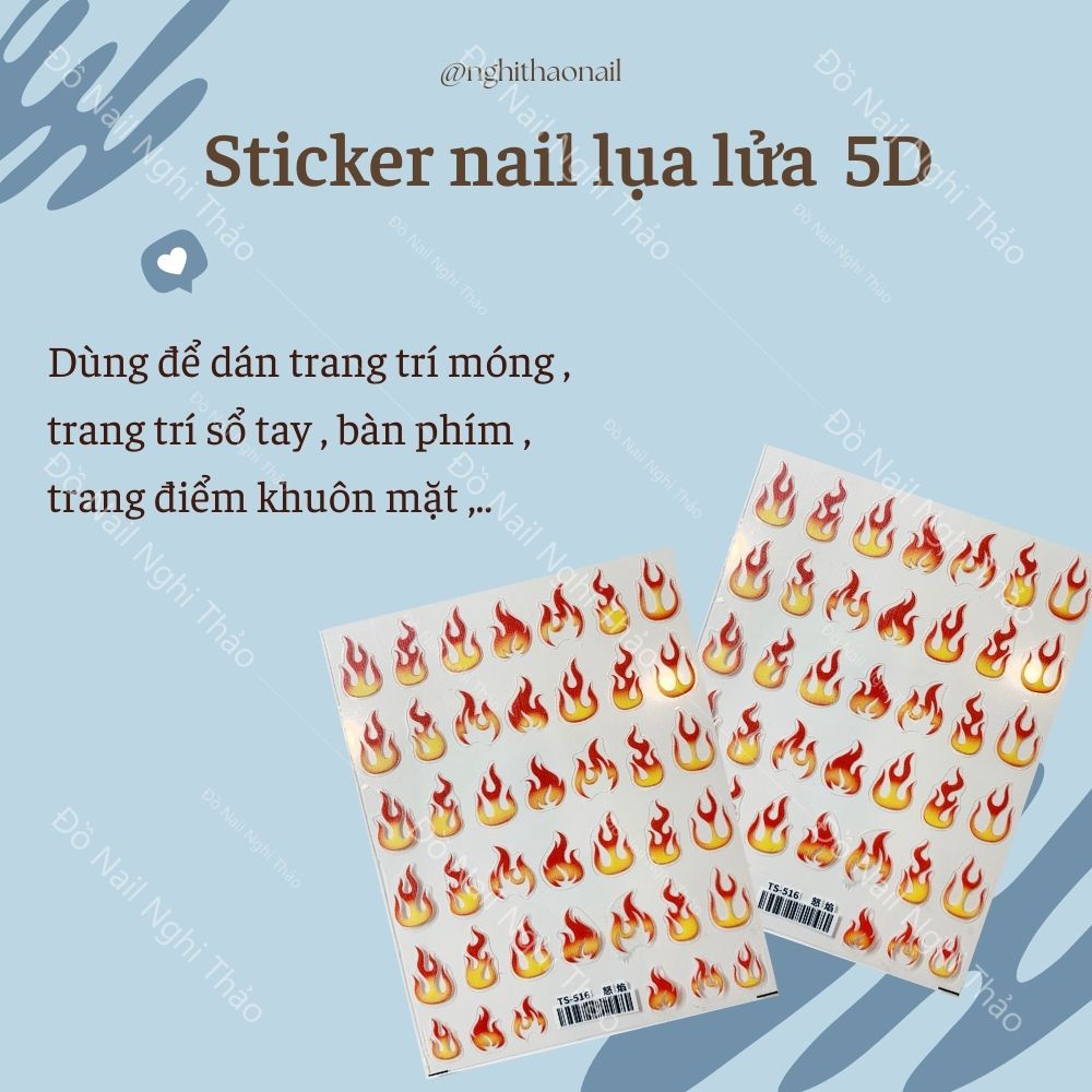 Sticker nail lụa lửa 5D