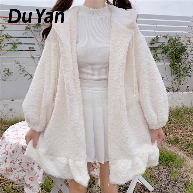 Du YAN Áo Khoác Sweater Lông Thỏ Thời Trang Dành Cho Nữ