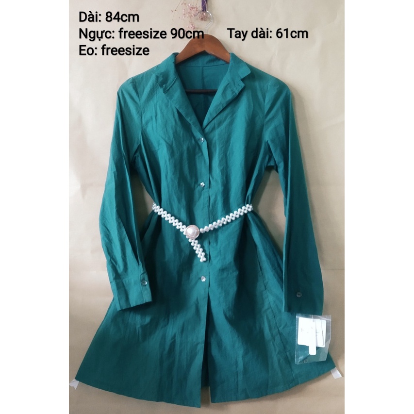 |2hand| (nguyên tag) Áo khoác nhật dáng dài Eglantine UV Cut màu xanh cổ vịt xinh xắn (chống nắng bả