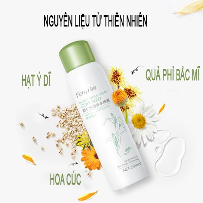 Xịt Khoáng Fenyi Coix Seed Chiết Xuất Hạt Ý Dĩ,giúp giữ ẩm, làm tươi mới làn da, Nội địa trung 200ml