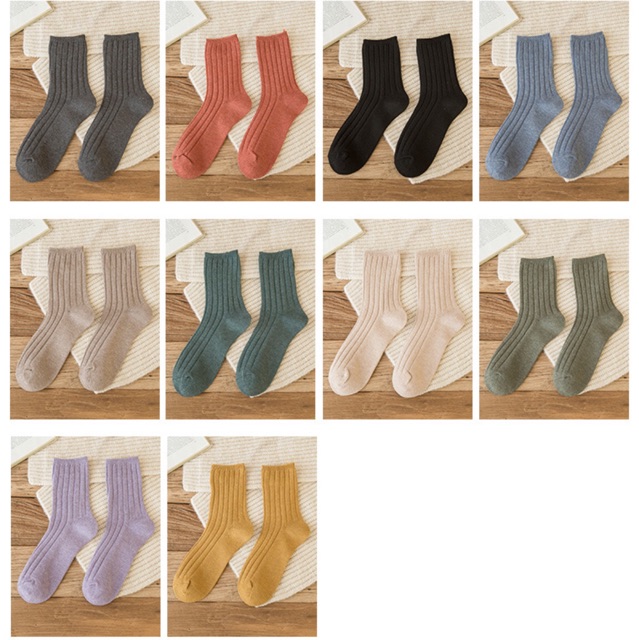 Tất Vớ Cao Cổ Len Gân Phong Cách Vintage Hàn quốc Nhiều Màu Hàng Quảng Châu Cao Cấp Chất Liệu Cotton Mềm Mịn Mơ House