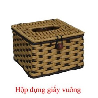 Hộp đựng giấy ăn mây vuông