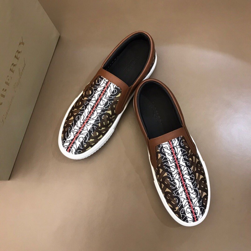 Giày lười cho nam Burberry BBR chất liệu da thật phối vải cao cấp hoạ tiết chữ và kẻ