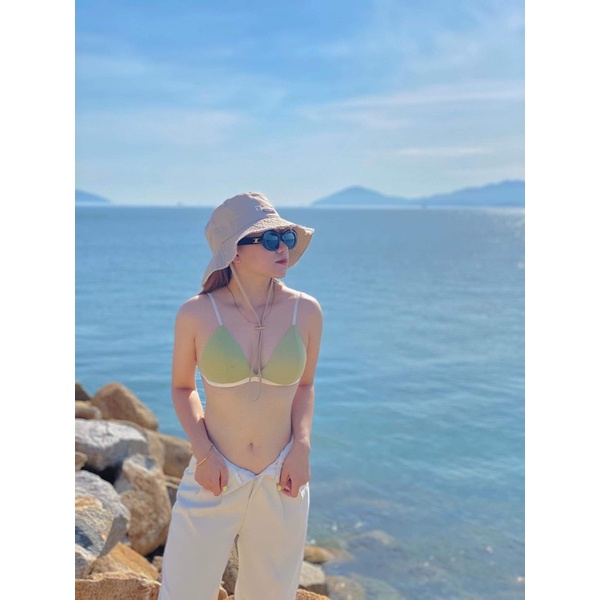 Áo bralette Mad Colours Hoa nhí thô , xô musline mềm  mịn tone xanh - Hàng hanmade - The Heidiii