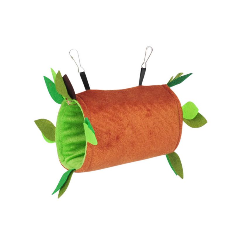 Võng Treo Vải Lông Nhỏ Hình Trụ Họa Tiết Lá Rừng Cho Thú Cưng Ha