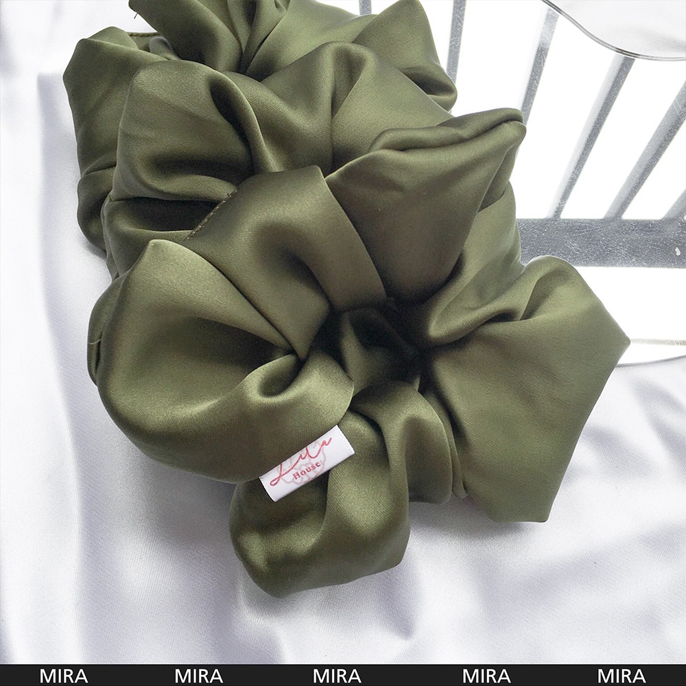 MIRA - Dây chun buộc tóc Lụa nhật Scrunchies Handmade I ARMY GREEN