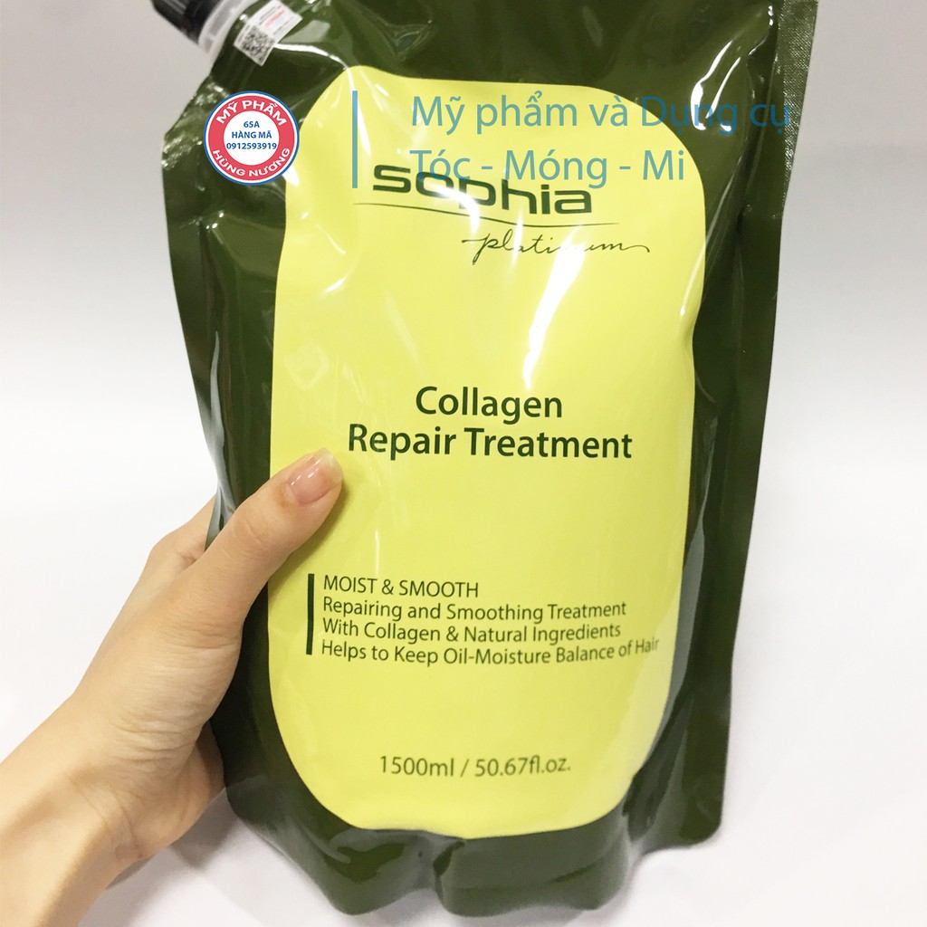 [Mã 153FMCGSALE1 giảm 10% đơn 250K] Hấp phục hồi tóc Collagen Sophia Repair Treatment Platinum 1500ml (dạng túi)