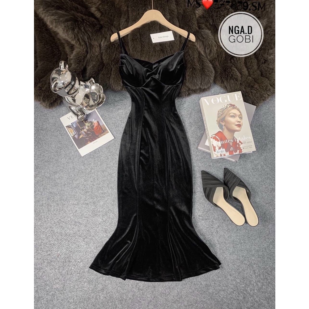 Đầm Body ⚡𝙎𝙄𝙀̂𝙐 𝙎𝘼𝙇𝙀⚡ Đầm Ôm Nữ 2 Dây Chất Nhung Tuyết Đuôi Cá Sang Trọng   - 95112