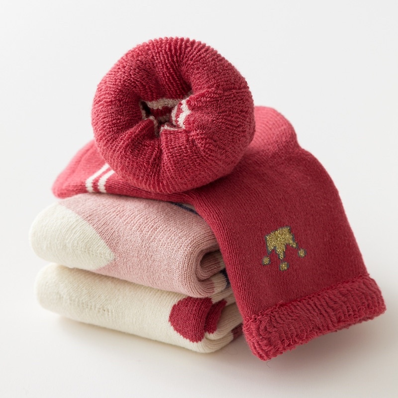 Set 3 đôi tất cotton loại dày chống trơn cho bé trai bé gái