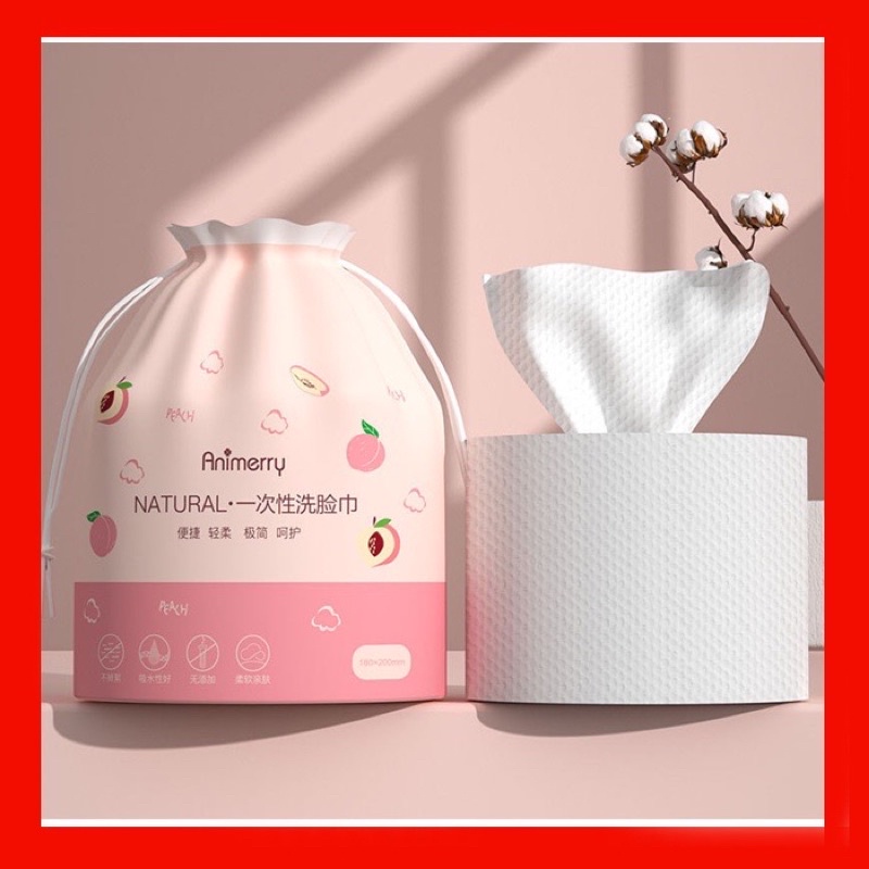 Khăn lau mặt dùng 1 lần lau khô lau ướt-khăn giấy cotton dùng 1 lần-Khăn đa năng Animerry-khăn tẩy trang