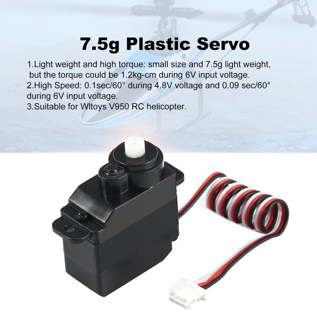 【điều khiển từ xa8/5】7.5g Plastic Gear Analog Servo for Wltoys V950 RC Helicopter Part Accessaries