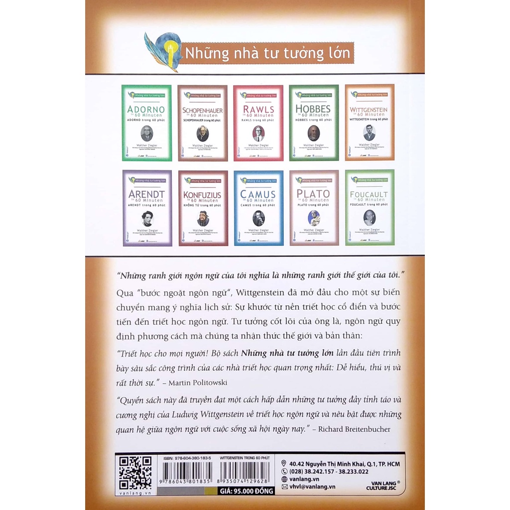 Sách - Những Nhà Tư Tưởng Lớn - Schopenhauer In 60 Minuten - Schopenhauer Trong 60 Phút (VL)