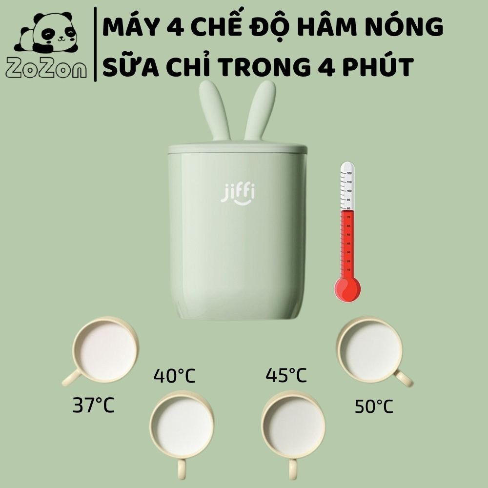 Máy hâm sữa mini Jiffy 4 chức năng hâm nóng giữ nóng tiệt trùng bình sữa vắt cam 8800mAH 399gram