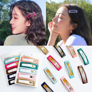 Kẹp tóc mái - ghim tóc chữ nhật màu macaron