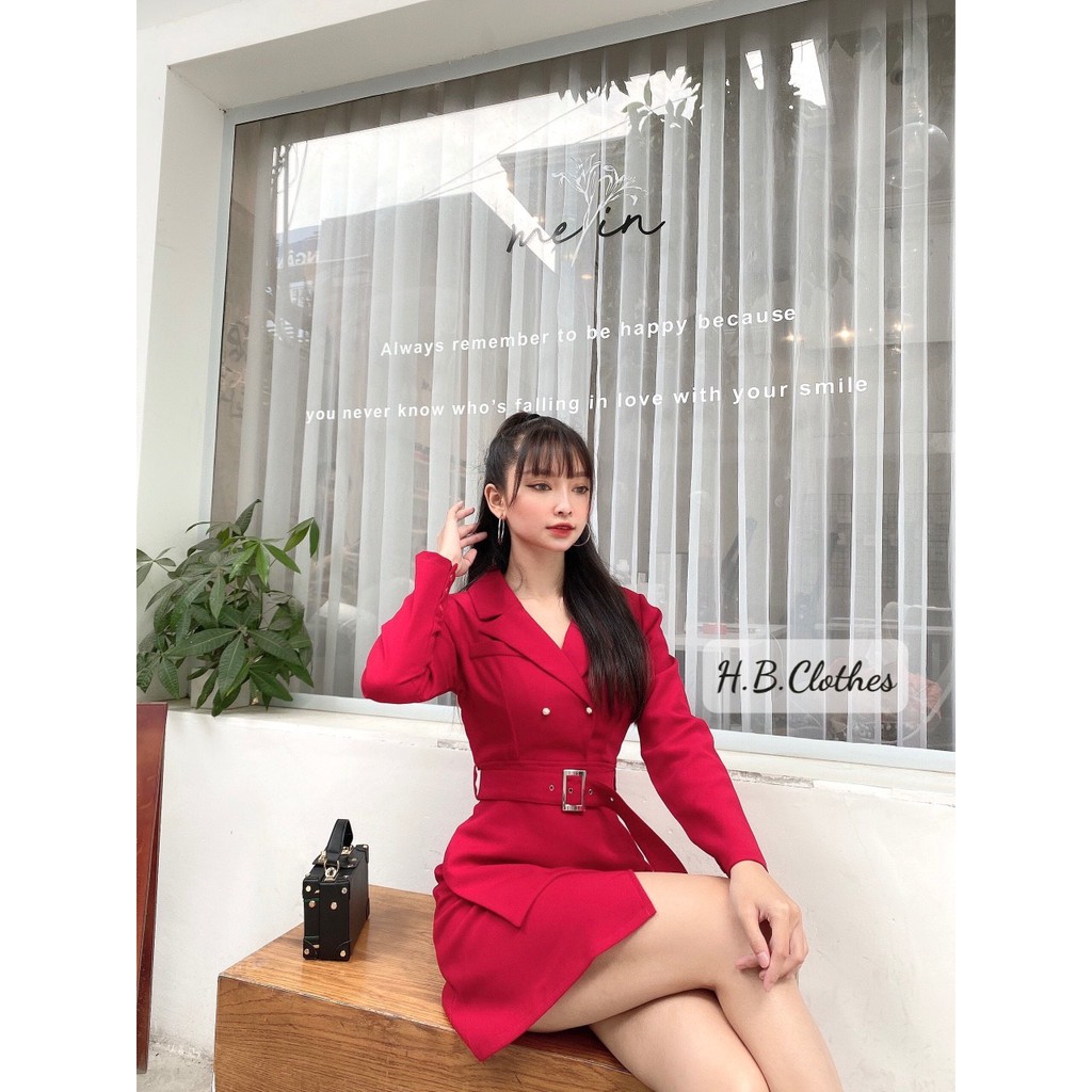 Đầm vest nữ tay dài cao cấp có dây nịt eo sang trọng, đủ size HB D026 | BigBuy360 - bigbuy360.vn