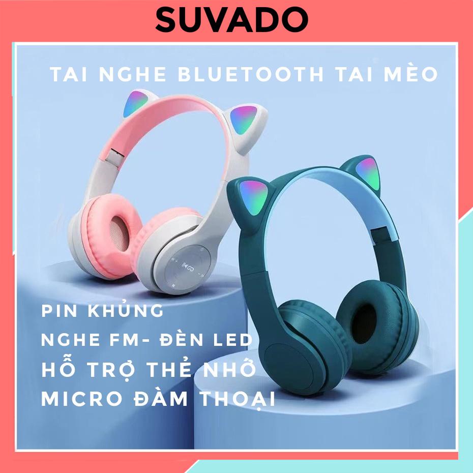 Tai Nghe Chụp tai Bluetooth có Mic Headphone không dây  cute Dễ Thương tai mèo nghe nhạc, học online P47-  ST71