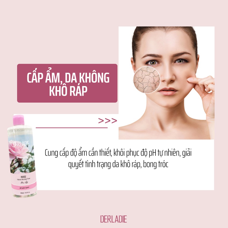 Nước Hoa Hồng Cấp Ẩm, Kiềm Dầu, Se Khít Lỗ Chân Lông Derladie Toner 30ml