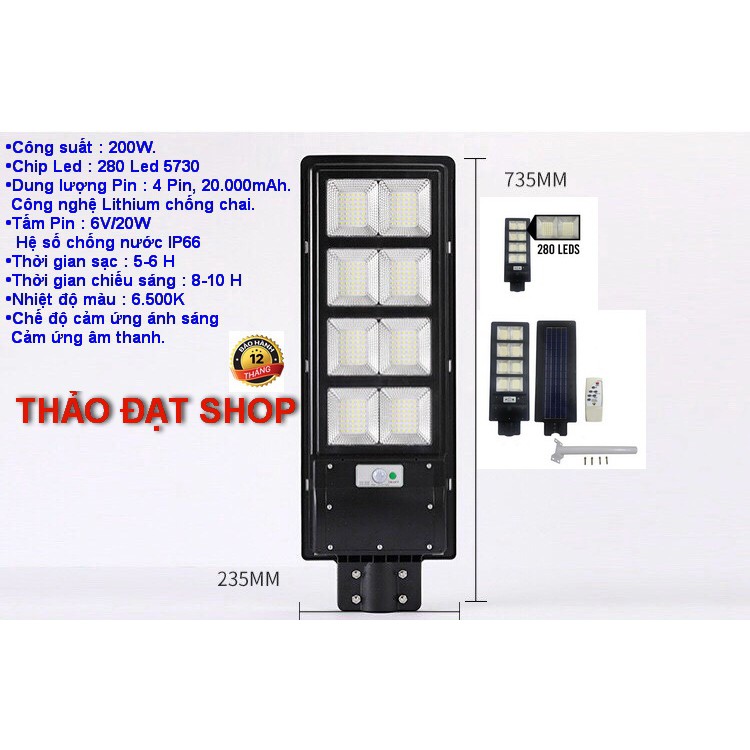 ĐÈN NĂNG LƯỢNG MẶT TRỜI LIỀN THỂ (200W)