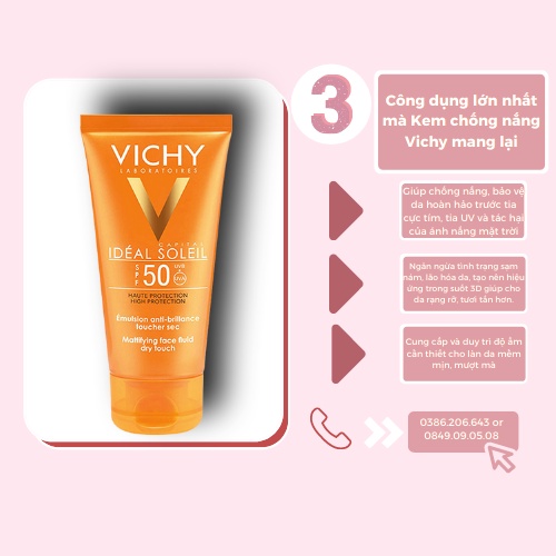 Kem Chống Nắng Vichy Emusion Ideal Soleil SPF50 Mattifying Face Fluid Dry Touch 50ml KCN1049