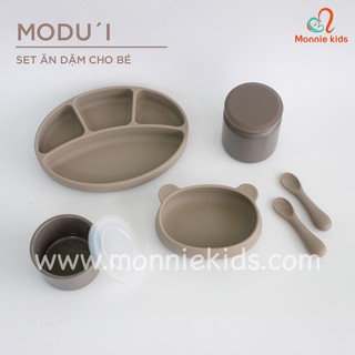 Set Ăn Dặm Cao Cấp Cho Bé Bằng Silicon Modu'i Thương Hiệu Bluemama