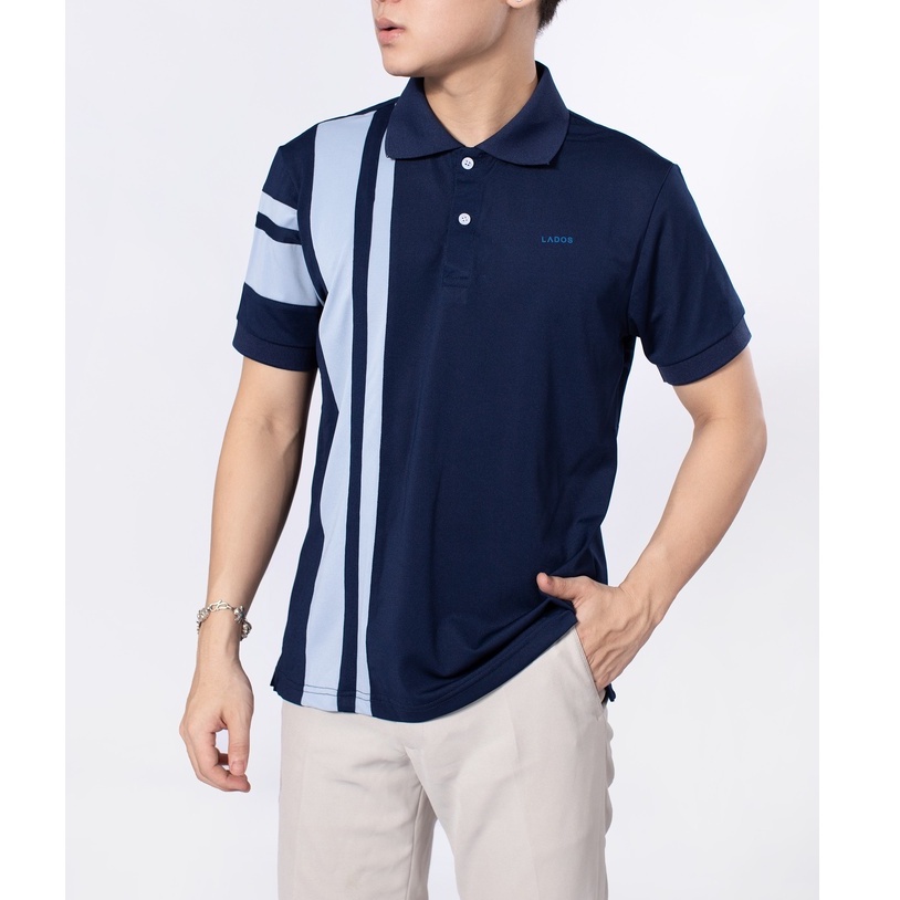 Áo thun polo nam sọc dọc phông đẹp LADOS - 9050 vải poli thoáng mát, thấm hút mồ hôi tốt