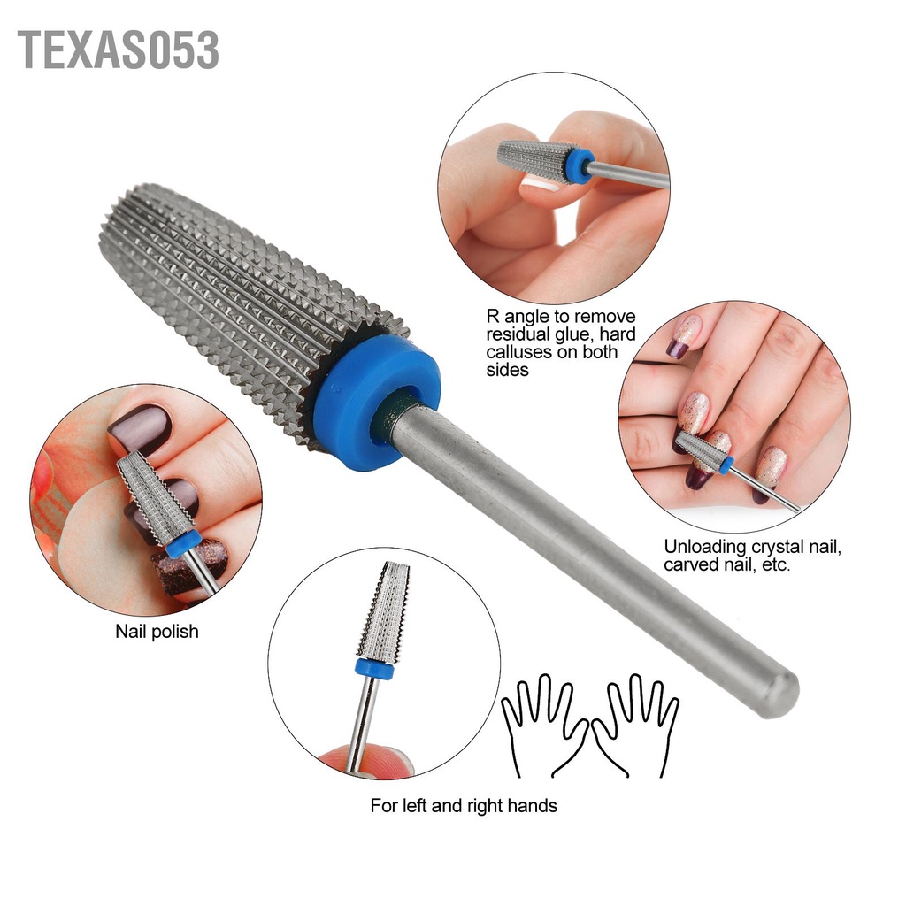 Texas053 Máy khoan móng tay đa chức năng Bits Vonfram Thép 5 trong 1 Công cụ làm mài đánh bóng đầu