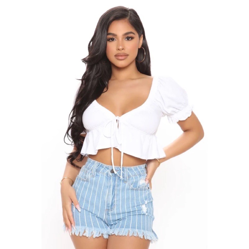 Áo croptop cột nơ Fashionva xuất xịn