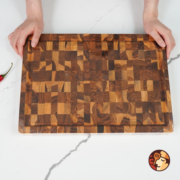 Thớt gỗ Teak Chef Studio cao cấp hình chữ nhật size 28x40 cm, đa dụng, an toàn cho sức khỏe