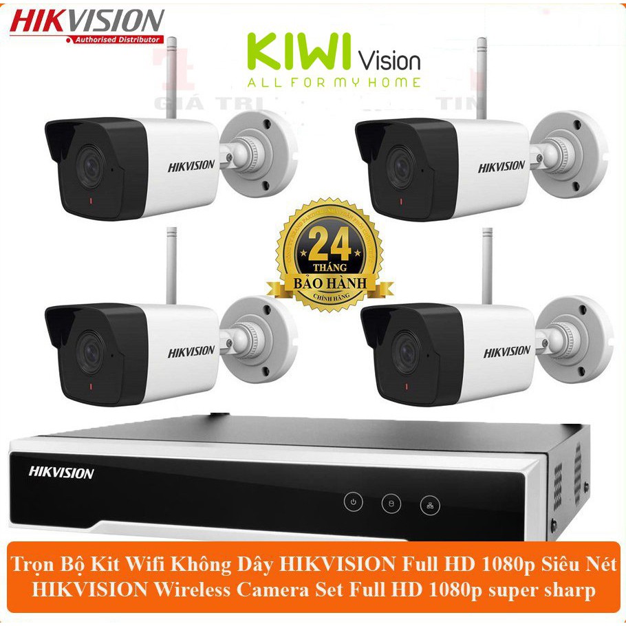 Trọn bộ 4 camera ip wifi không dây hikvision NK42W0 chính hãng Full HD 1080p- Bảo hành 2 năm