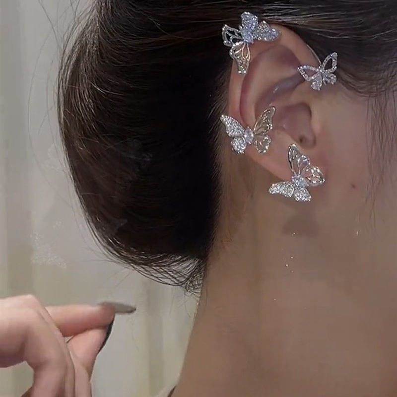 Bông Tai Dạng Kẹp Đính Đá Zircon Hình Bướm Phong Cách Bohemian Đơn Giản Dành Cho Nữ