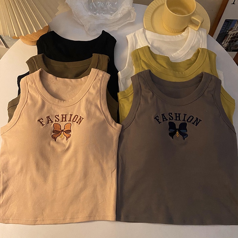 Áo Ống Thể Thao Thắt Nơ Sau Lưng Thêu Họa Tiết Thời Trang Mùa Thu Dành Cho Nữ