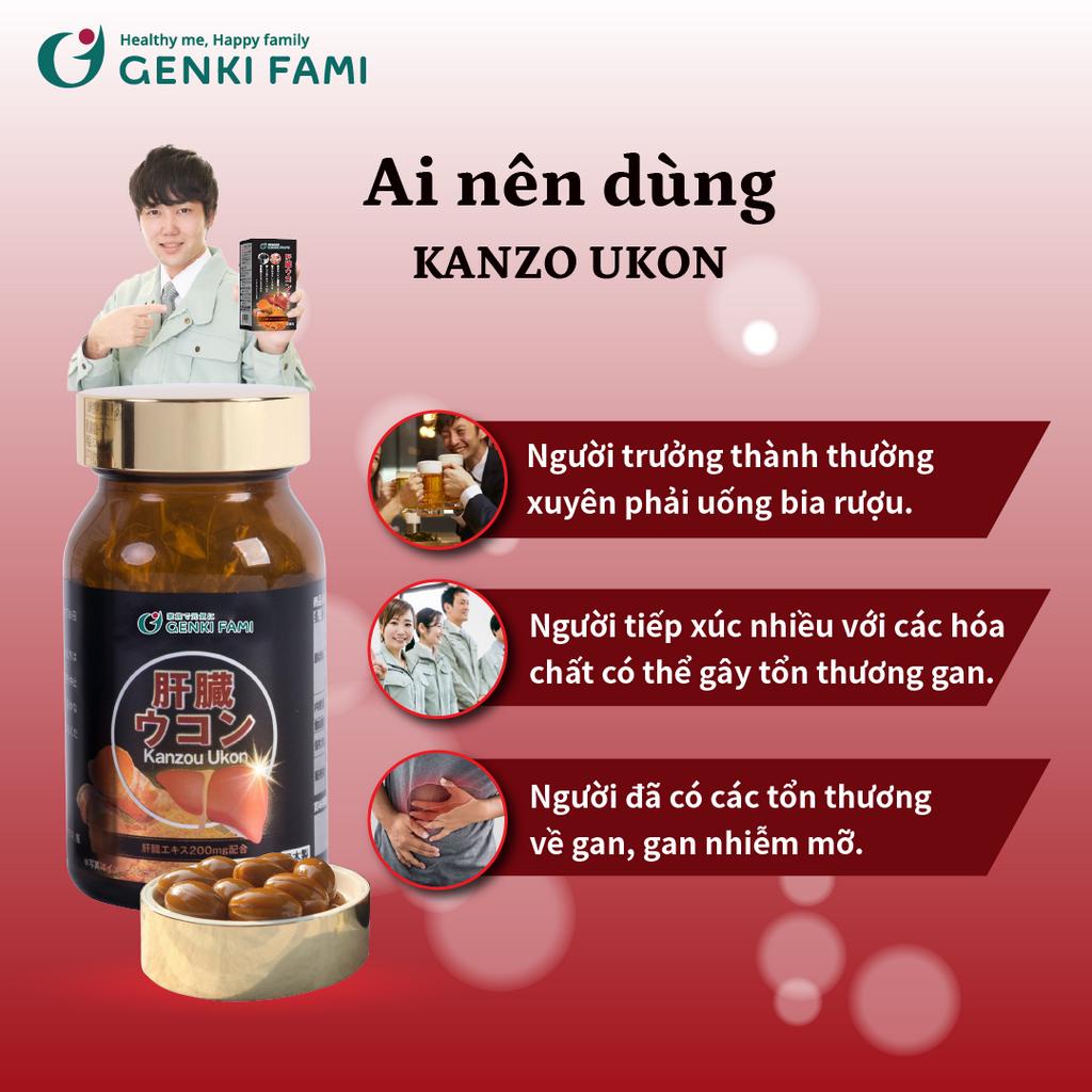 Combo Viên Uống Phòng Ngừa Đột Quỵ, Bổ Não Natto Ichou, Bổ Gan, Giảm Căng Thẳng Mệt Mỏi Kanzo Ukon Genki Fami Nhật Bản