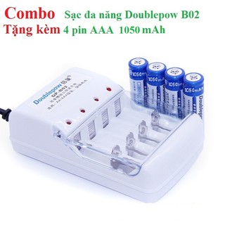 Combo sạc Doublepow DP-B02 và 4 pin tiểu sạc Doublepow AAA 1250mAh