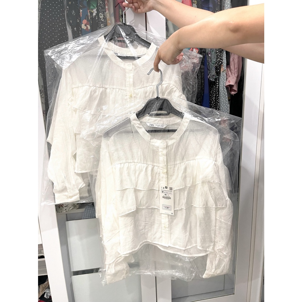 B440- SƠ MI VOAN TRẮNG DÀI TAY KÈM MÓC