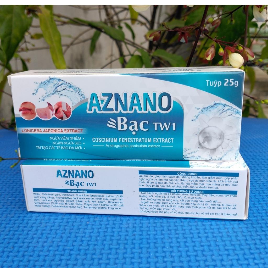 Nano bạc AZNANO TW 1 Gel bôi bôi ngoài da giúp làm sạch da, kháng khuẩn ngăn ngừa và làm mờ vết thâm sẹo do mụn nhọn