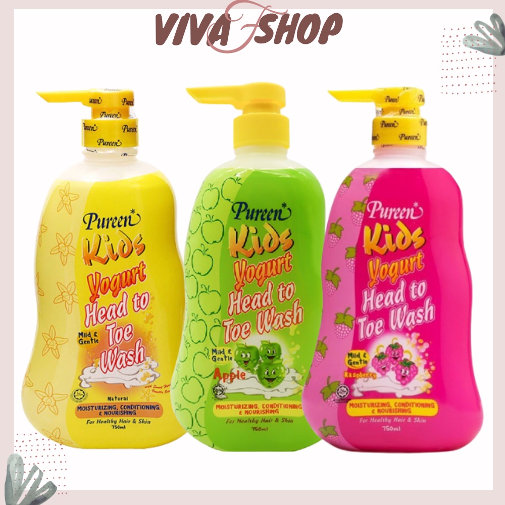 Sữa tắm gội cho bé PUREEN Kids Yogurt Head To Toe Wash (750ml) - Dầu tắm cho bé
