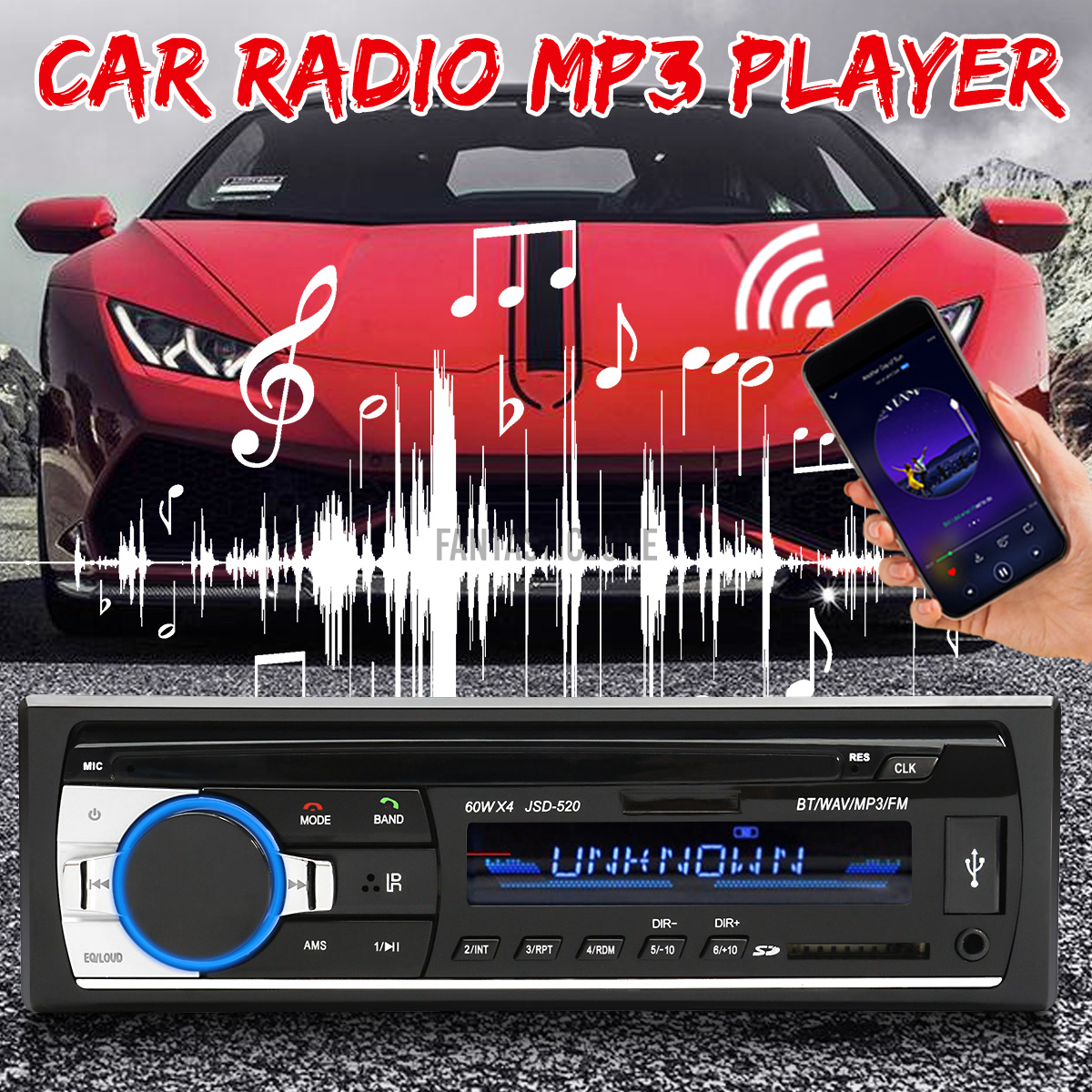 Máy nghe nhạc MP3 kiêm đài FM hỗ trợ thẻ SD và USB dành cho xe ô tô