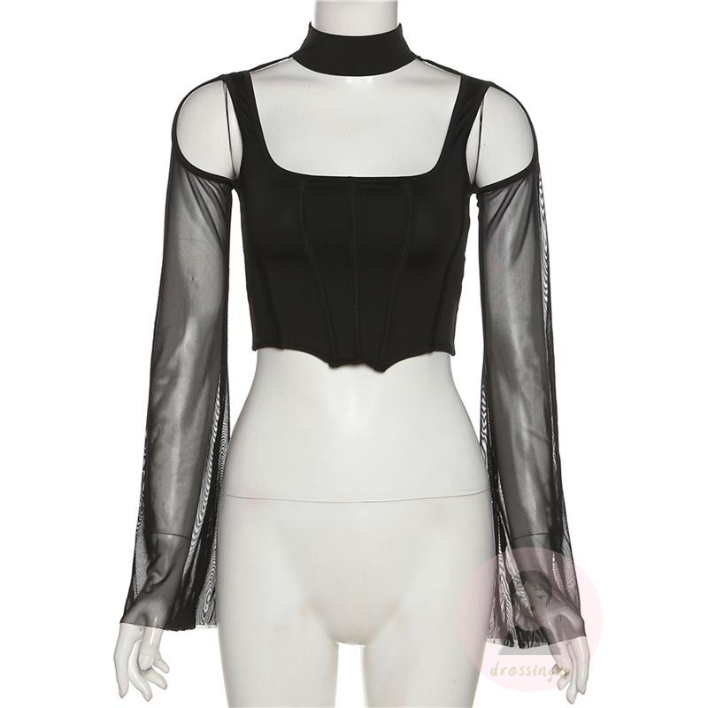 Áo Lửng Tay Dài Xuyên Thấu Thời Trang Dành Cho Nữ