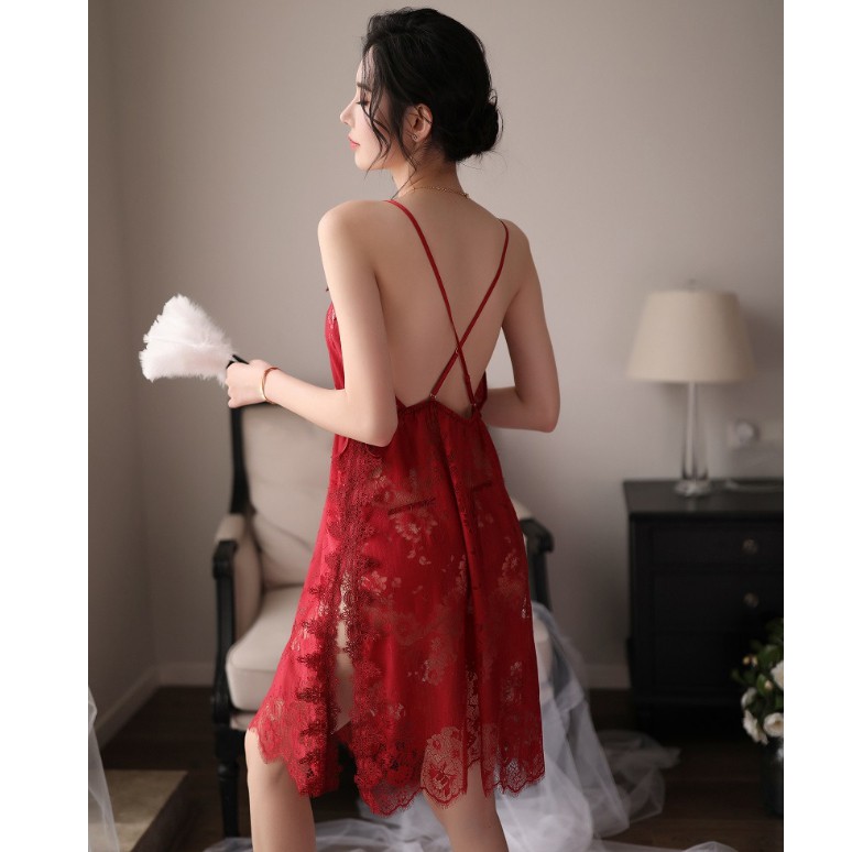 Đầm ngủ hai dây phối ren Sexy Girl - Đỏ | WebRaoVat - webraovat.net.vn