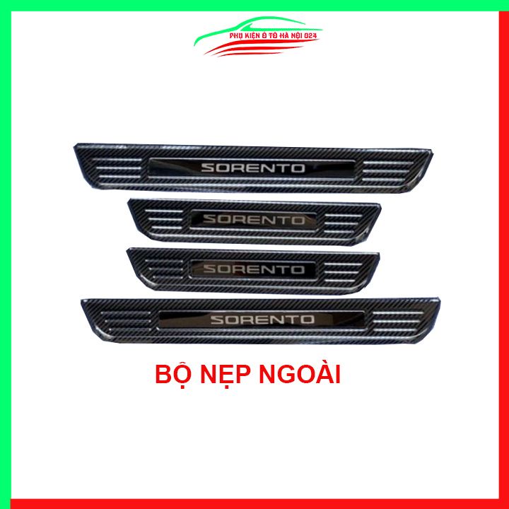 Ốp bậc cửa, nẹp bước chân Sorento 2020-2021 vân cacbon chống trầy bảo vệ trang trí xe