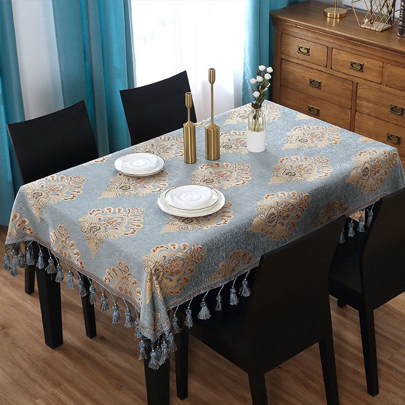 Bán trước❦☎Bàn cafe phong cách Châu Âu, khăn trải , bông và vải lanh hình chữ nhật tròn phòng khách nhà phương
