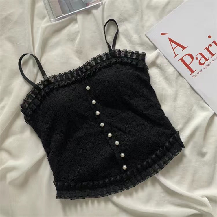 Áo Hai Dây Phối Ren Có Đệm Ngực Thời Trang Cho Nữ