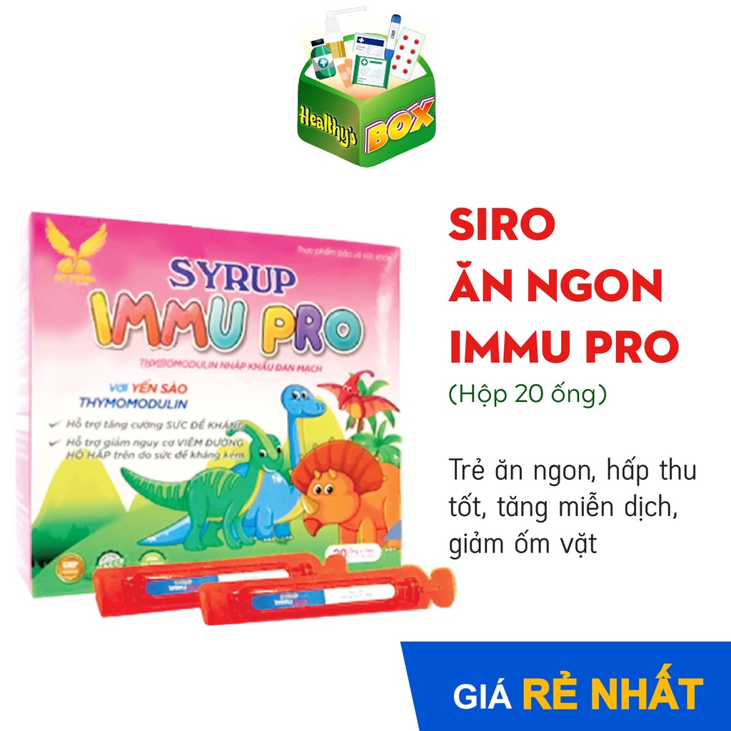 Siro Ăn Ngon Immu Pro - Trẻ ăn ngon, hấp thu tốt, tăng miễn dịch, giảm ốm vặt (H 20 ống)