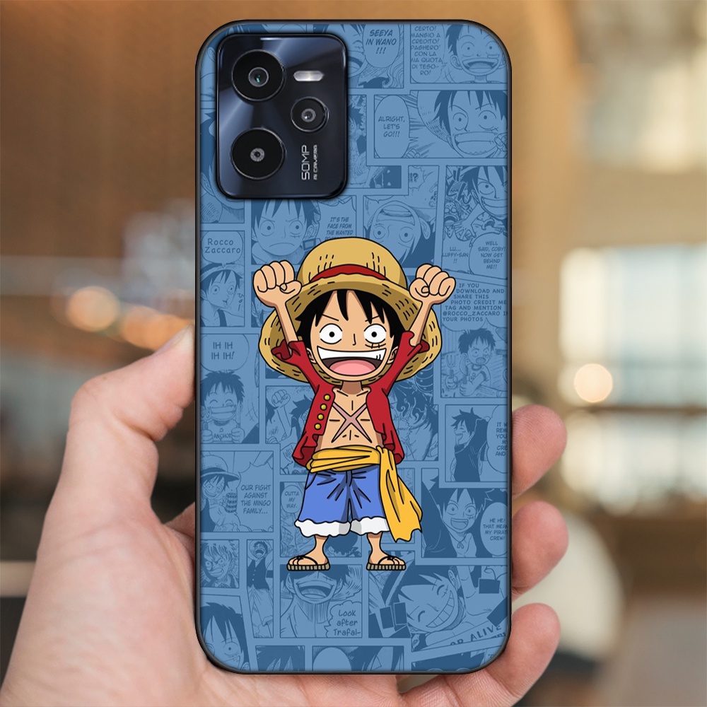 Ốp lưng Realme C35 viền đen in hình Luffy One Piece
