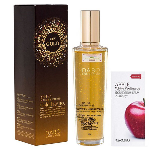 Tinh chất serum vàng 24K dưỡng trắng da DABO Hàn quốc 150ml/Hộp Và 1 gói tẩy da chết Beauskin Apple 3ml/gói