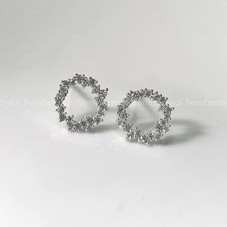 Bông tai bạc ta đính đá viền kiểu hàn quốc thiết kế trẻ trung,nhẹ nhàng, nữ tính, bảo hành trọn đời