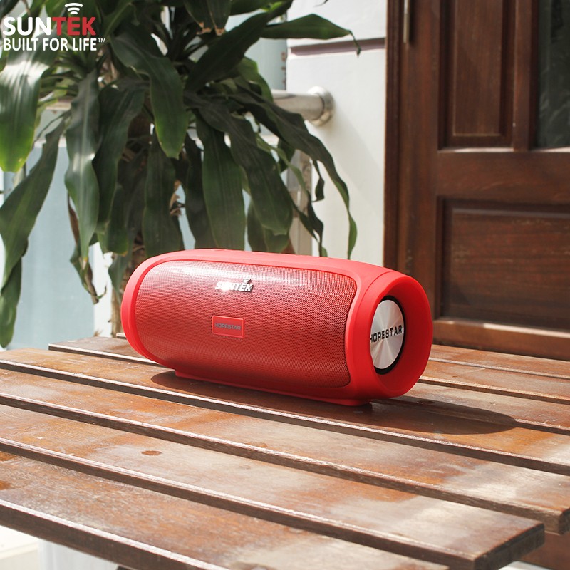 [XẢ KHO] Loa Bluetooth Không Dây SUNTEK H14 (Đỏ) - Công suất 8W với 2 loa chính và 1 loa Bass Passive Radiator