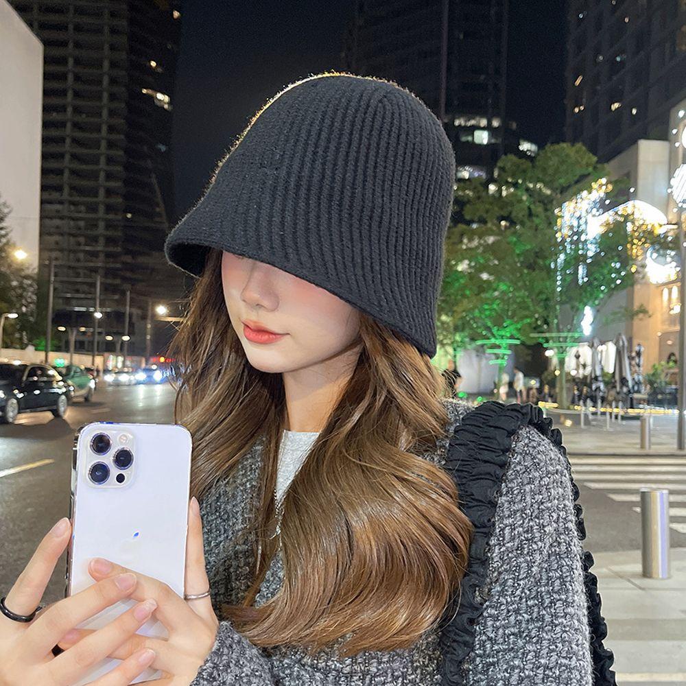 Mũ Dệt Kim Màu Trơn Giữ Ấm Tai Mùa Đông Cho Nữ