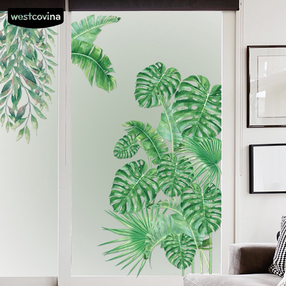 Miếng dán tường hình lá nhiệt đới cho trang trí tường TV nhà trẻ
