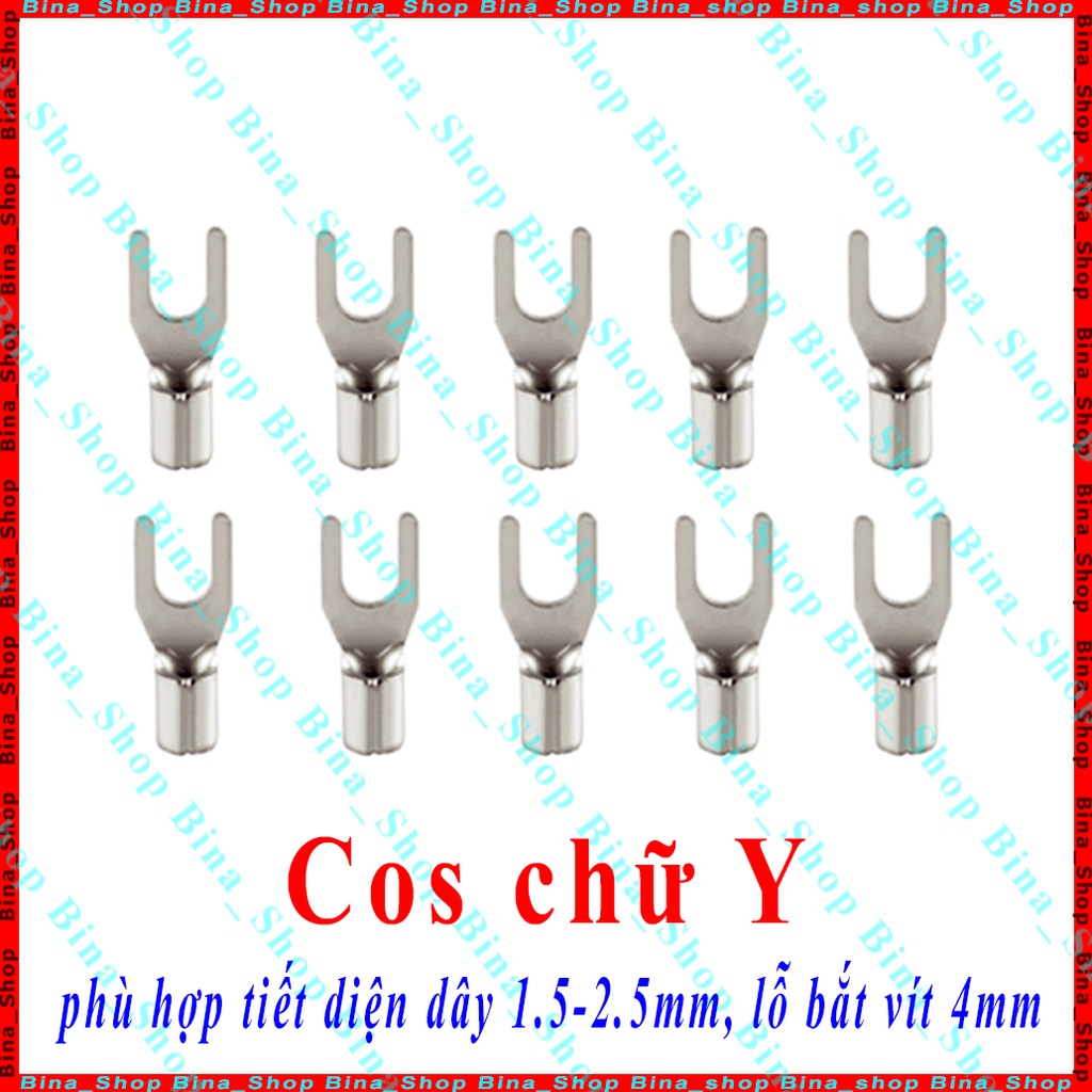 [10 cái] Đầu cos chữ Y 1.25-4, 2-4 cốt trần phù hợp dây điện 1.5-2.5mm